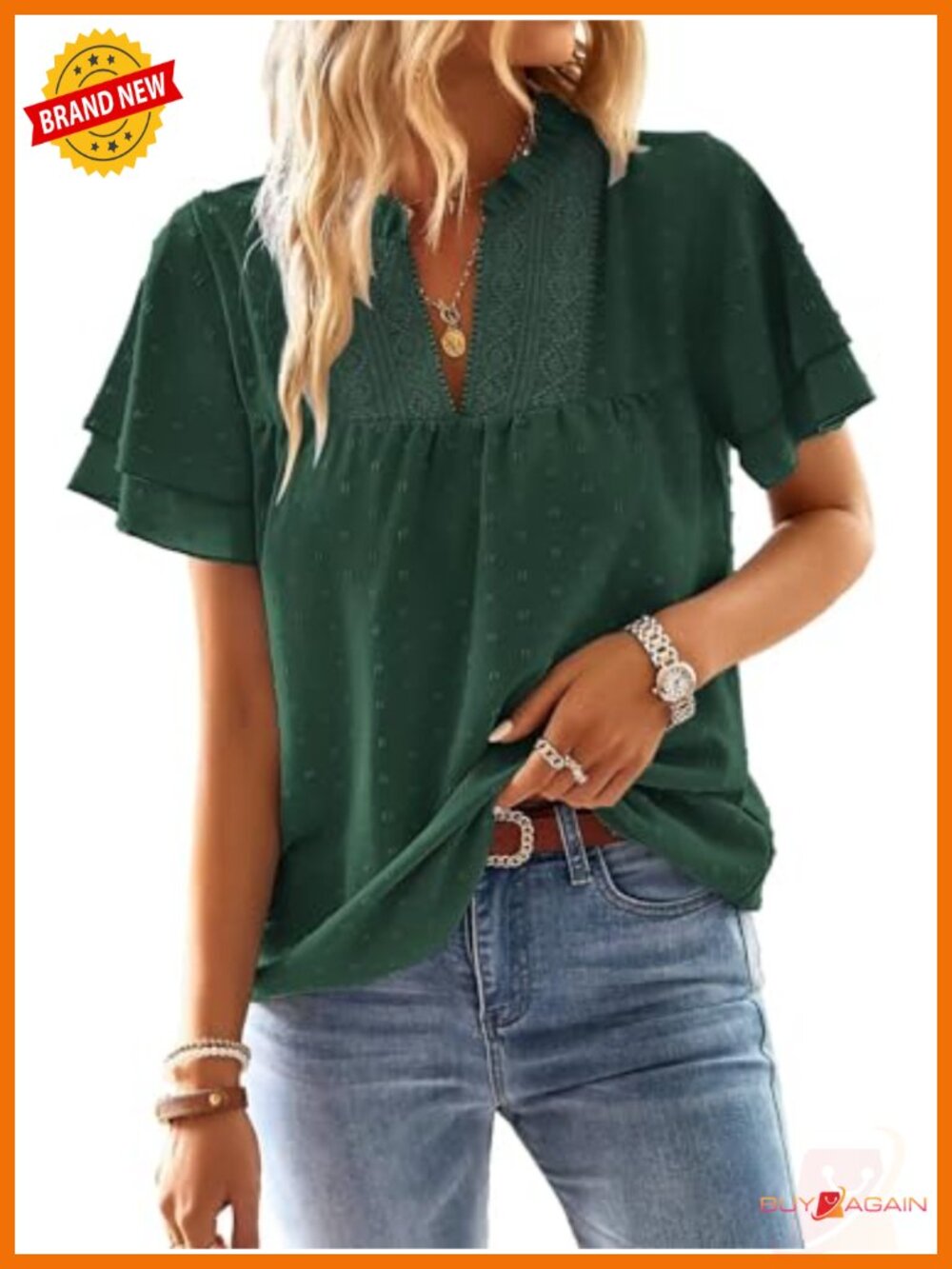 Boho Flowy V-Neck Crochet Lace Blouse Short Sleeve